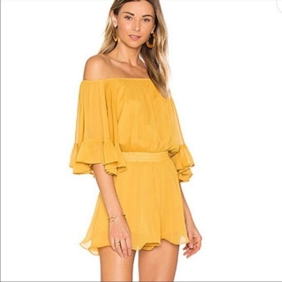 Revolve Endless Rose Mustard Romper - Picture 1 of 9